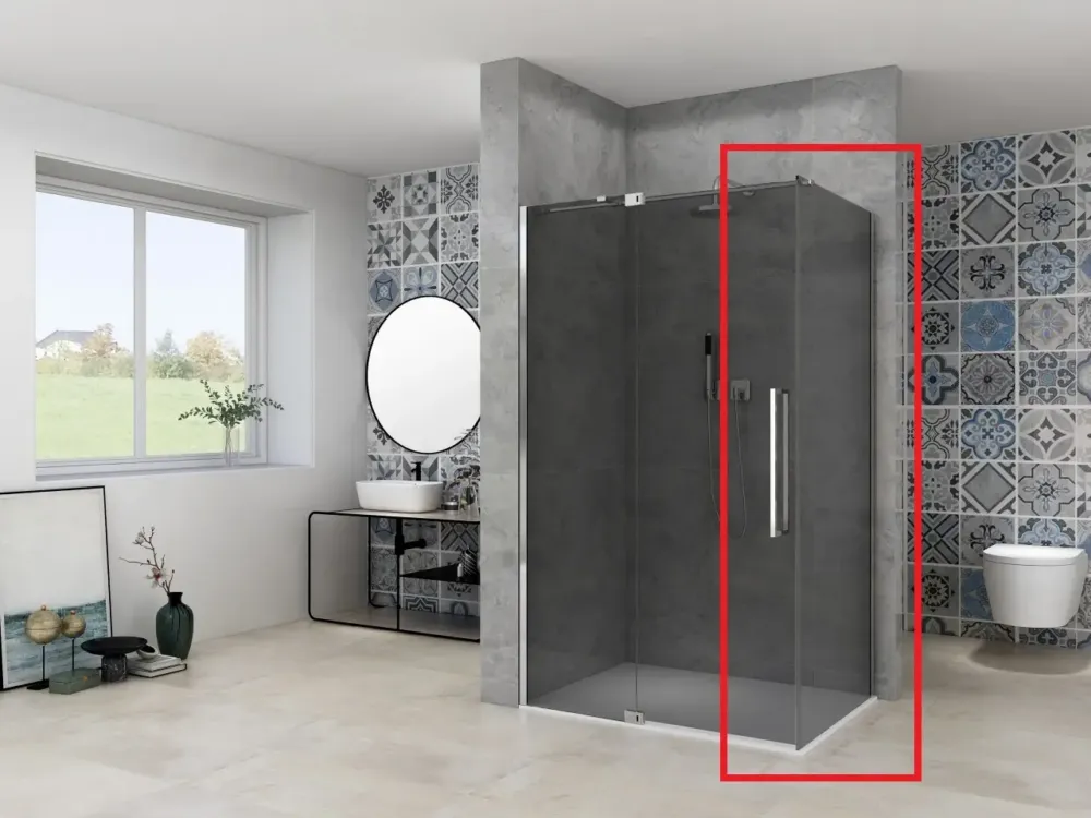 Van Rijn ST08 zijwand voor douchedeur rookglas 120x200cm chroom Tijdelijk Beschikbaar