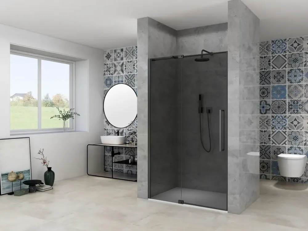 Van Rijn ST08 douchedeur met rookglas 85-95cm zwart Koopje