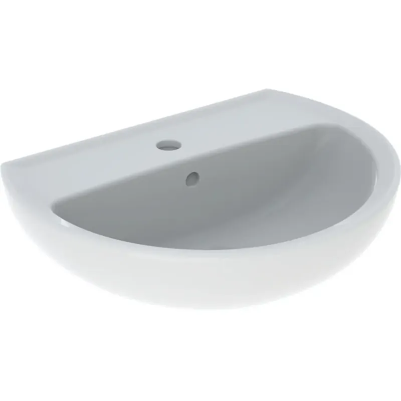 Premium Geberit Bastia wastafel rond met kraangat 55x42cm wit glans