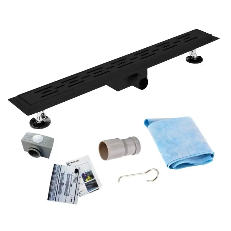 Bestel Nu Sanigoods Nura douchegoot met flens 100cm zwart mat