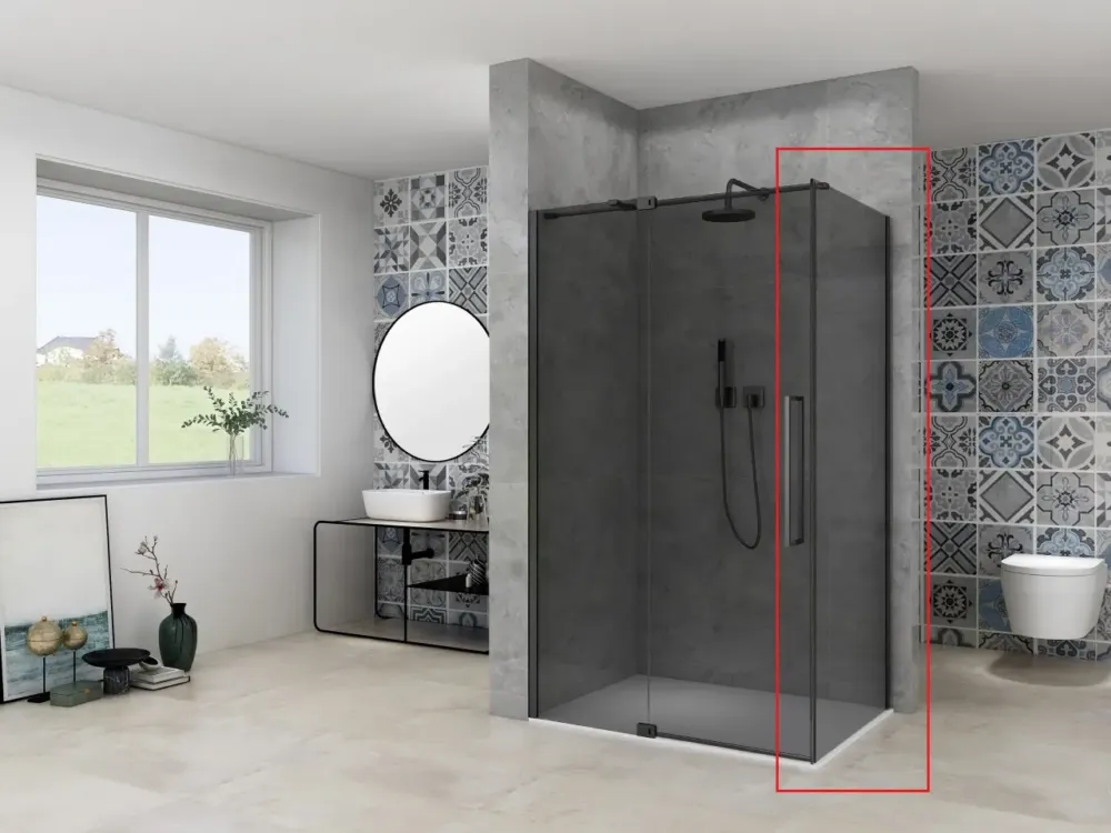 Van Rijn ST08 zijwand voor douchedeur rookglas 100x200cm zwart Hete Deal