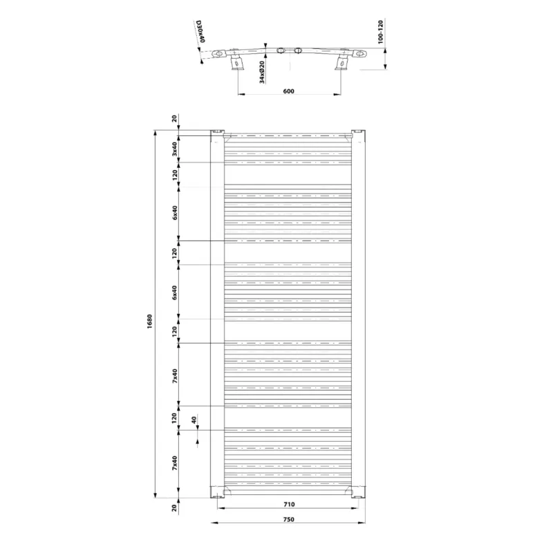 Betaalbaar Aqualine Orbit gebogen design radiator 75x168cm wit 1269Watt