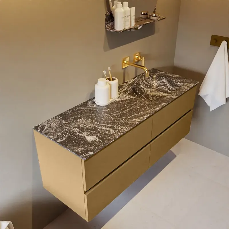 Shop Nu Mondiaz Vica DLux badmeubel 130cm oro 4 lades met wastafel lava rechts zonder kraangat