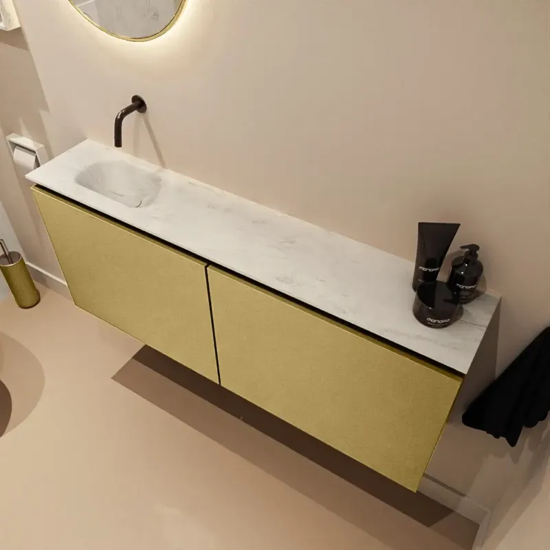 Mondiaz Ture DLux toiletmeubel 120cm oro met wastafel opalo links zonder kraangat Lage Kosten