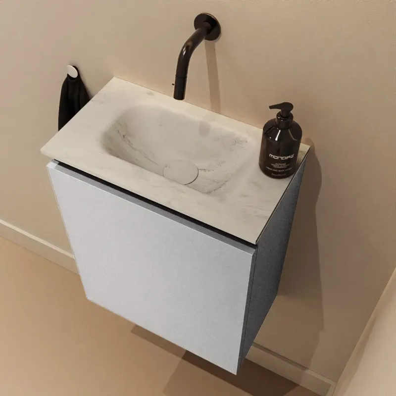Mondiaz Ture DLux toiletmeubel 40cm plata met wastafel opalo midden zonder kraangat Actieprijs