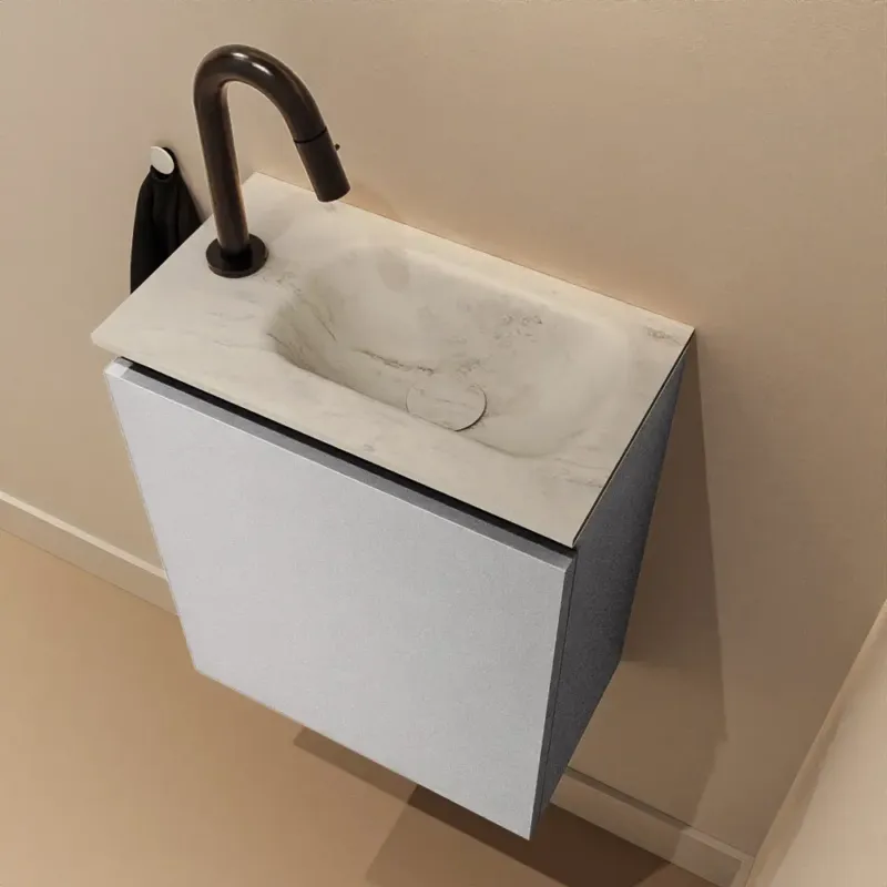 Actieprijs Mondiaz Ture DLux toiletmeubel 40cm plata met wastafel opalo rechts met kraangat
