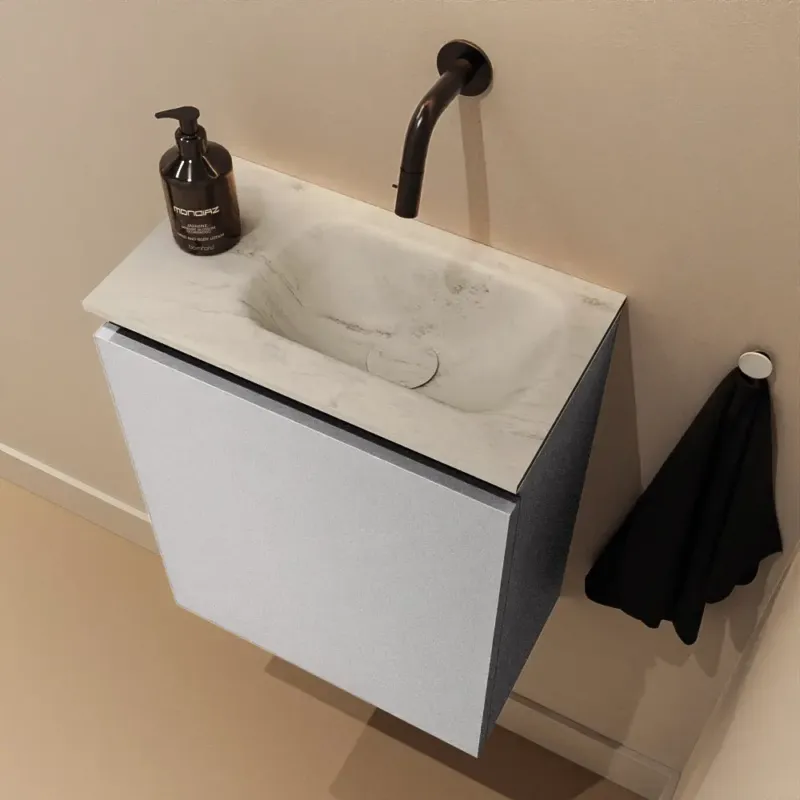 Snelle Levering Mondiaz Ture DLux toiletmeubel 40cm plata met wastafel opalo rechts zonder kraangat