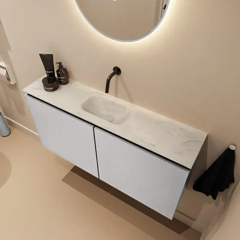 Alleen Vandaag Mondiaz Ture DLux toiletmeubel 100cm plata met wastafel opalo midden zonder kraangat