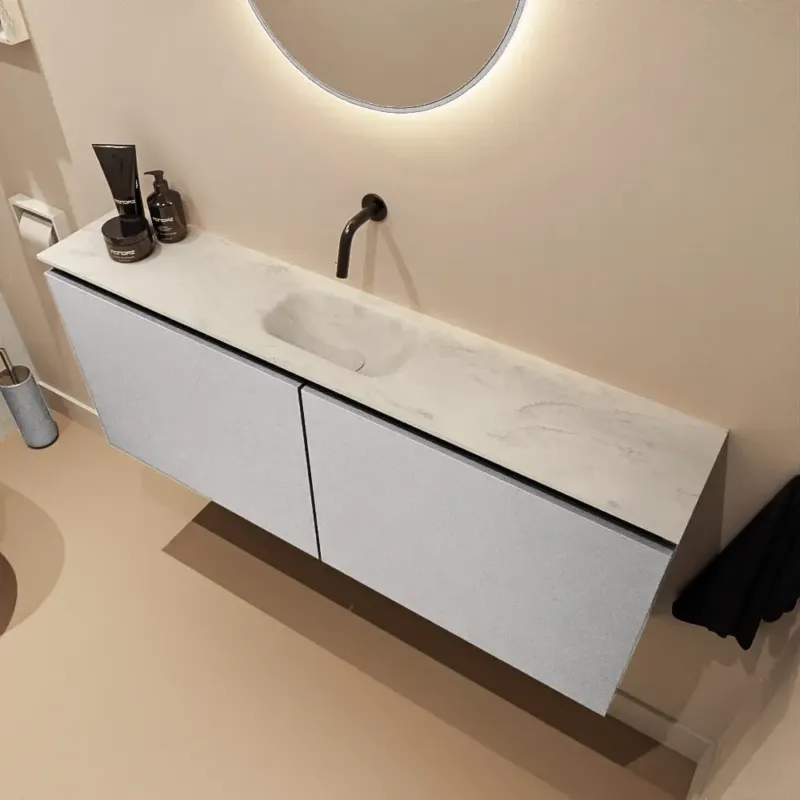 Aanbieding Mondiaz Ture DLux toiletmeubel 120cm plata met wastafel opalo midden zonder kraangat