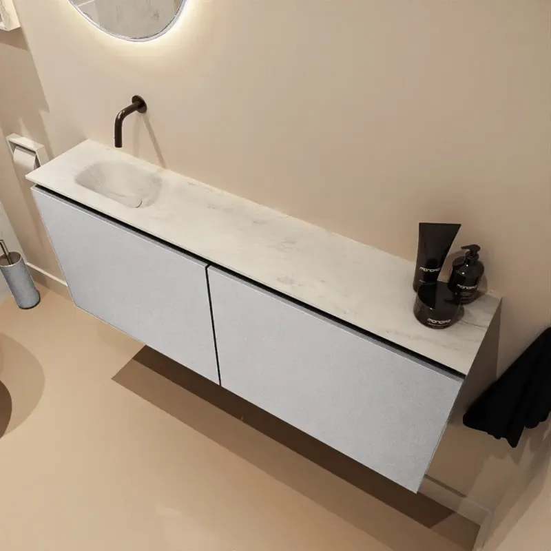 Weekendaanbieding Mondiaz Ture DLux toiletmeubel 120cm plata met wastafel opalo links zonder kraangat