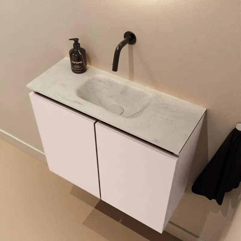Op = Op Mondiaz Ture DLux toiletmeubel 60cm rosee met wastafel opalo midden zonder kraangat