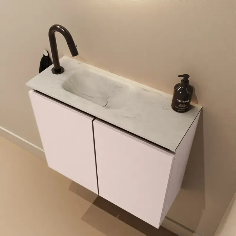 Shop Nu Mondiaz Ture DLux toiletmeubel 60cm rosee met wastafel opalo links met kraangat