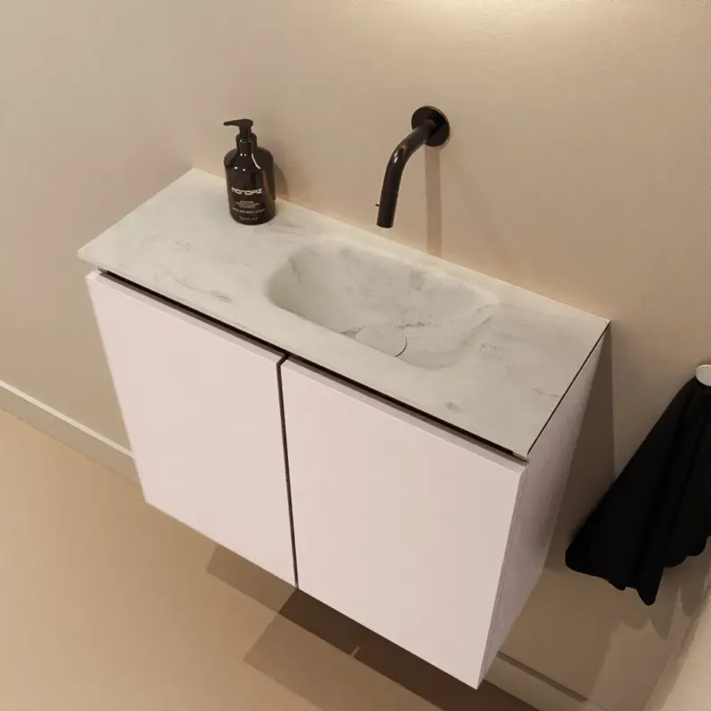 Nieuw Mondiaz Ture DLux toiletmeubel 60cm rosee met wastafel opalo rechts zonder kraangat