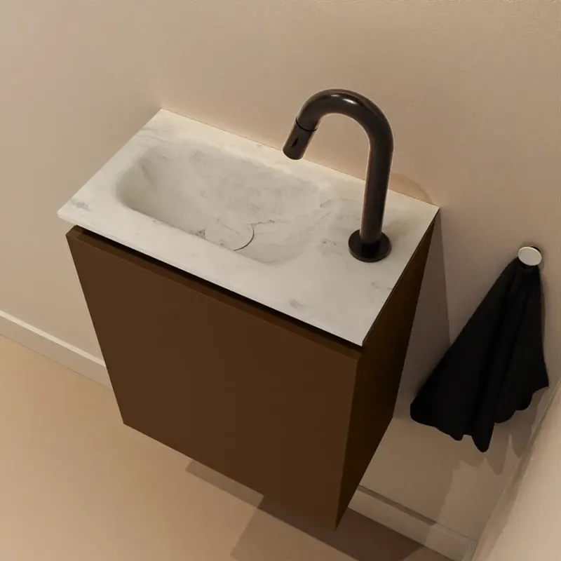 Weekendaanbieding Mondiaz Ture DLux toiletmeubel 40cm rust met wastafel opalo links met kraangat