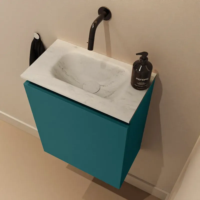 Rechtstreeks Van De Fabrikant Mondiaz Ture DLux toiletmeubel 40cm smag met wastafel opalo midden zonder kraangat