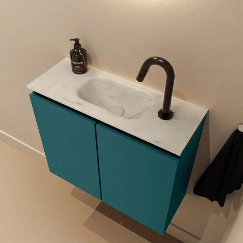 Superprijs Mondiaz Ture DLux toiletmeubel 60cm smag met wastafel opalo midden met kraangat