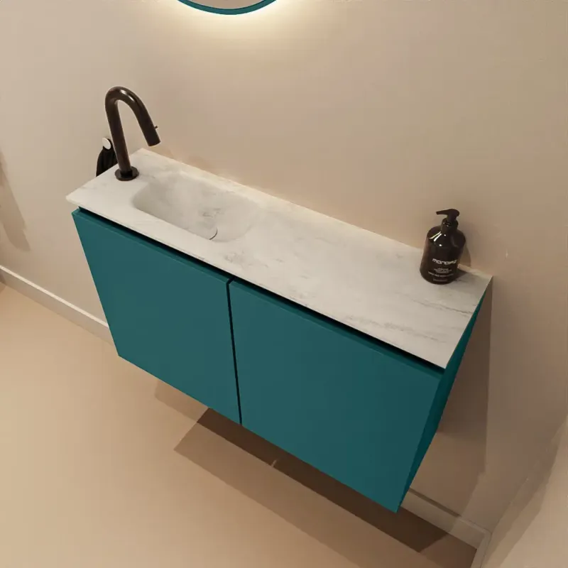 Beperkt Aanbod Mondiaz Ture DLux toiletmeubel 80cm smag met wastafel opalo links met kraangat