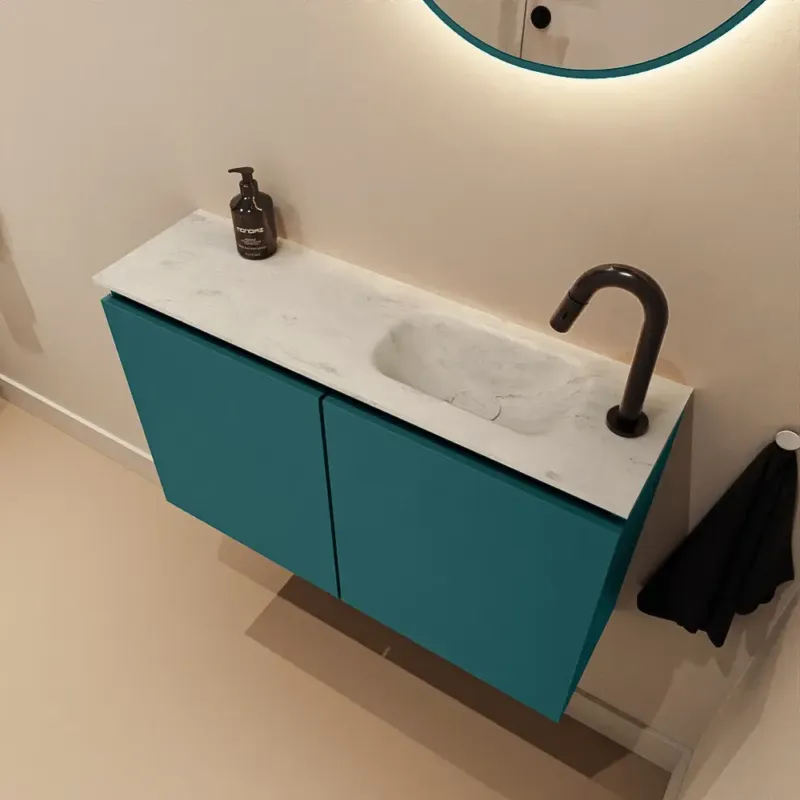 Shop Nu Mondiaz Ture DLux toiletmeubel 80cm smag met wastafel opalo rechts met kraangat