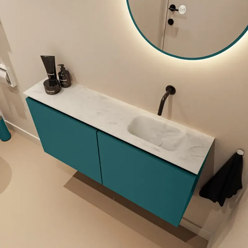 Beperkt Aanbod Mondiaz Ture DLux toiletmeubel 100cm smag met wastafel opalo rechts zonder kraangat