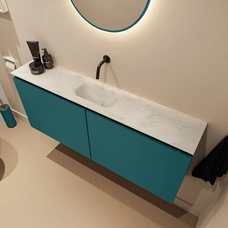 Seizoensaanbieding Mondiaz Ture DLux toiletmeubel 120cm smag met wastafel opalo midden zonder kraangat