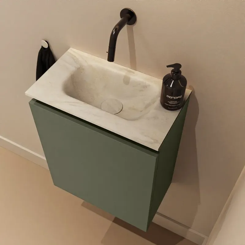 Tijdelijk Beschikbaar Mondiaz Ture DLux toiletmeubel 40cm army met wastafel ostra midden zonder kraangat