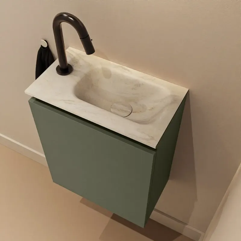 Speciale Aanbieding Mondiaz Ture DLux toiletmeubel 40cm army met wastafel ostra rechts met kraangat