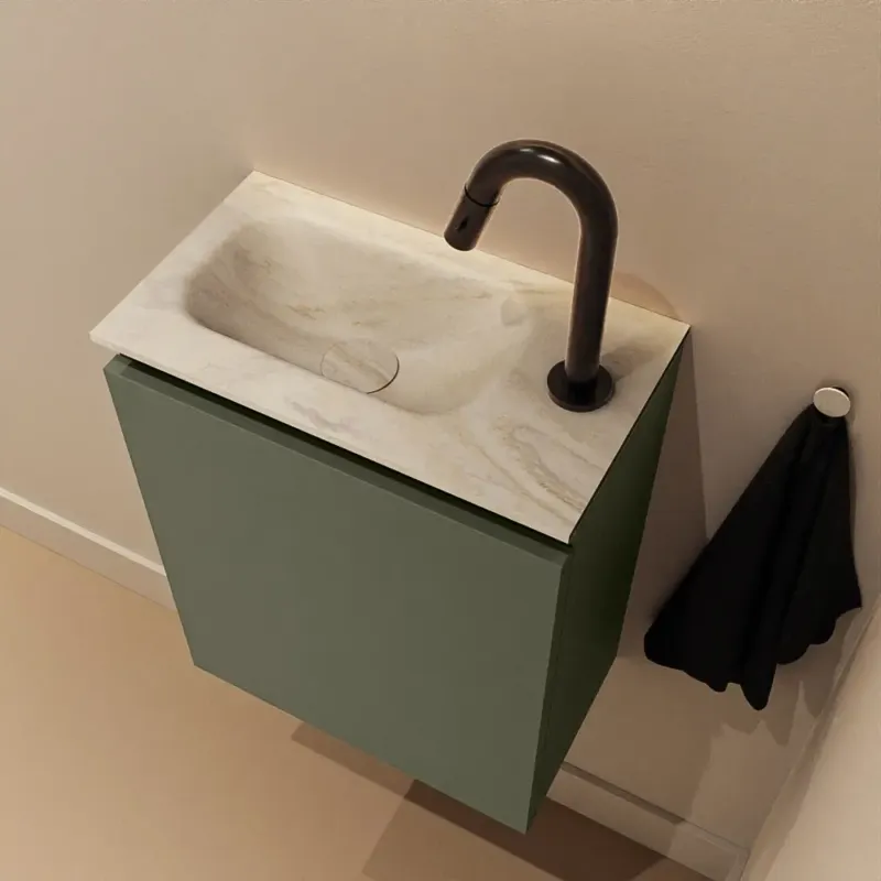 Speciale Aanbieding Mondiaz Ture DLux toiletmeubel 40cm army met wastafel ostra links met kraangat