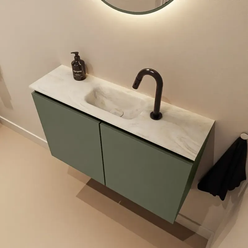 Nu Kopen Mondiaz Ture DLux toiletmeubel 80cm army met wastafel ostra midden met kraangat