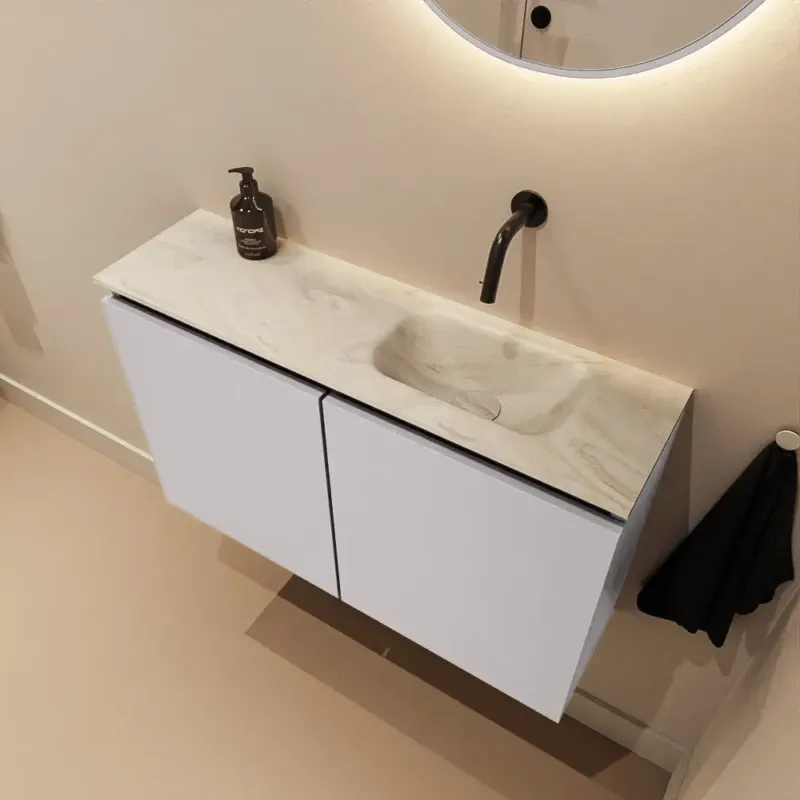 Actieprijs Mondiaz Ture DLux toiletmeubel 80cm cale met wastafel ostra rechts zonder kraangat