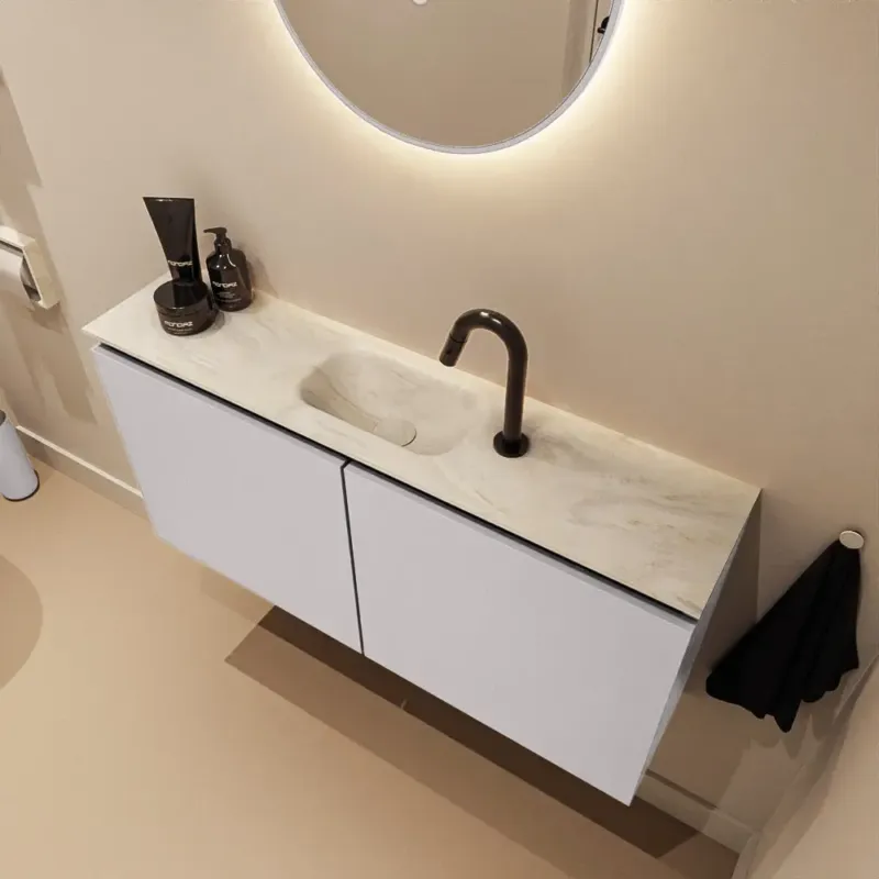 Uitverkoop Mondiaz Ture DLux toiletmeubel 100cm cale met wastafel ostra midden met kraangat