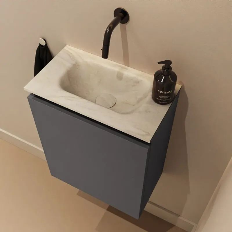 Rechtstreeks Van De Fabrikant Mondiaz Ture DLux toiletmeubel 40cm dark grey met wastafel ostra midden zonder kraangat