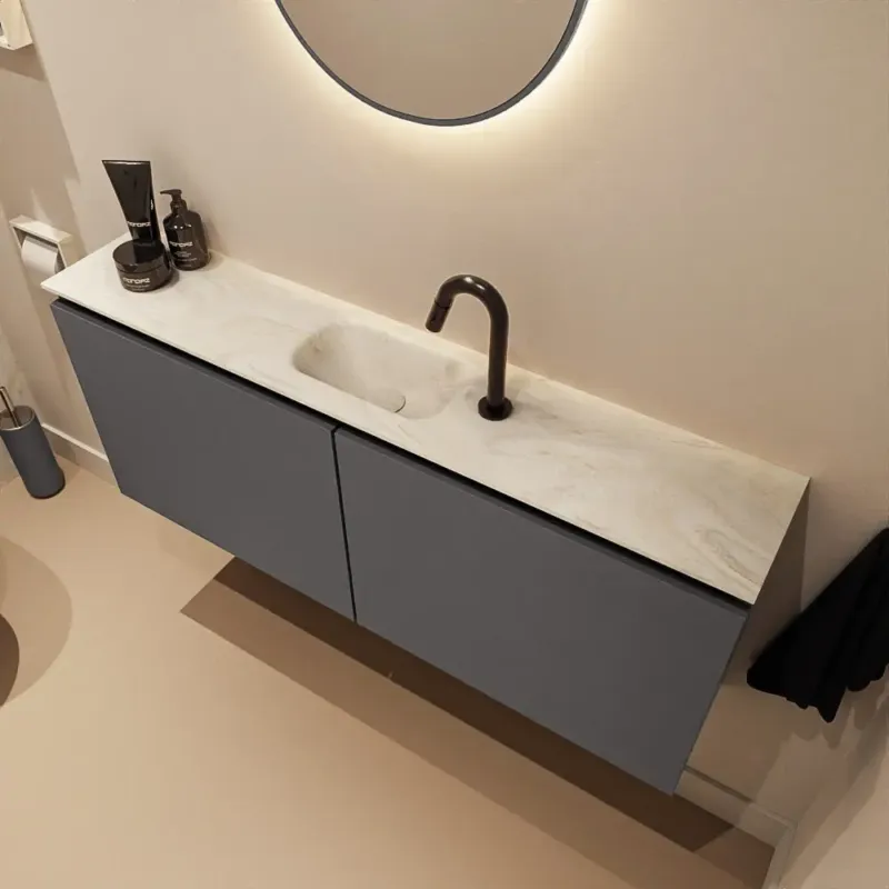 Beste Prijs Mondiaz Ture DLux toiletmeubel 120cm dark grey met wastafel ostra midden met kraangat