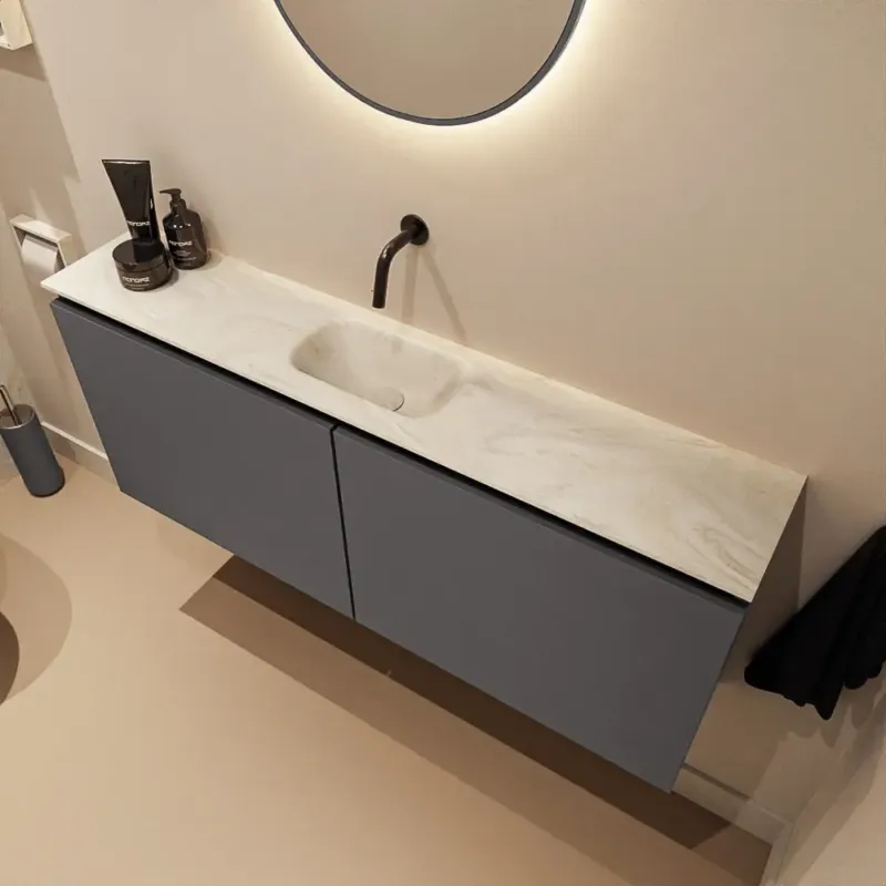 Alleen Vandaag Mondiaz Ture DLux toiletmeubel 120cm dark grey met wastafel ostra midden zonder kraangat
