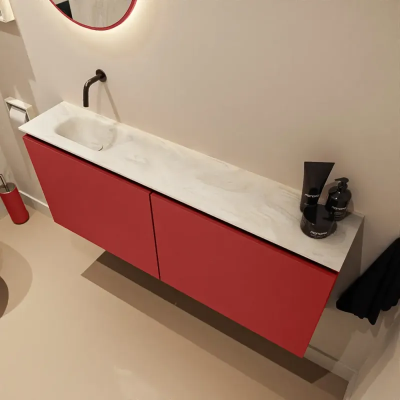 Mondiaz Ture DLux toiletmeubel 120cm fire met wastafel ostra links zonder kraangat Superprijs