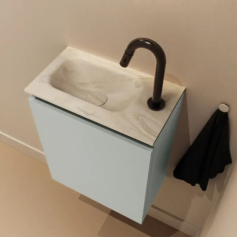 Tijdelijk Beschikbaar Mondiaz Ture DLux toiletmeubel 40cm greey met wastafel ostra links met kraangat