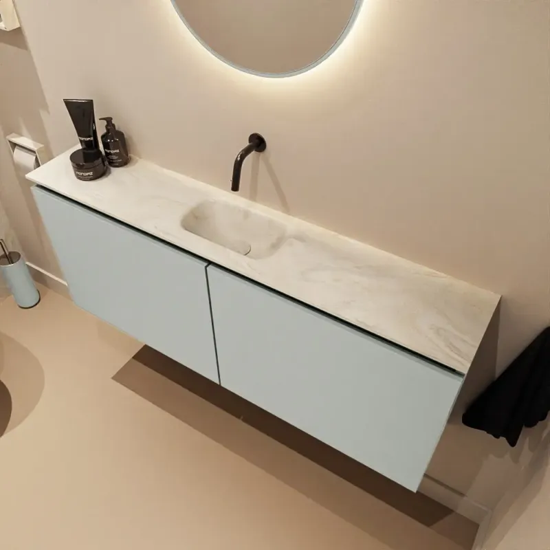 Shop Nu Mondiaz Ture DLux toiletmeubel 120cm greey met wastafel ostra midden zonder kraangat