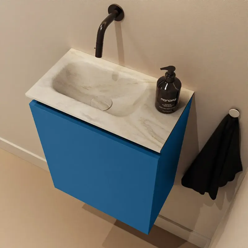 Op = Op Mondiaz Ture DLux toiletmeubel 40cm jeans met wastafel ostra links zonder kraangat