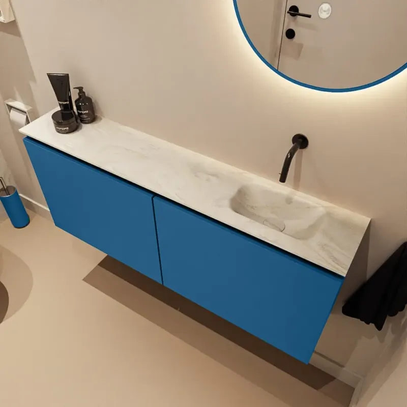 Tijdelijk Beschikbaar Mondiaz Ture DLux toiletmeubel 120cm jeans met wastafel ostra rechts zonder kraangat