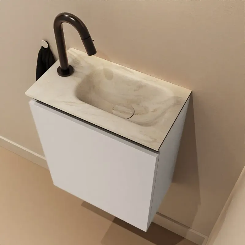 Seizoensaanbieding Mondiaz Ture DLux toiletmeubel 40cm linen met wastafel ostra rechts met kraangat