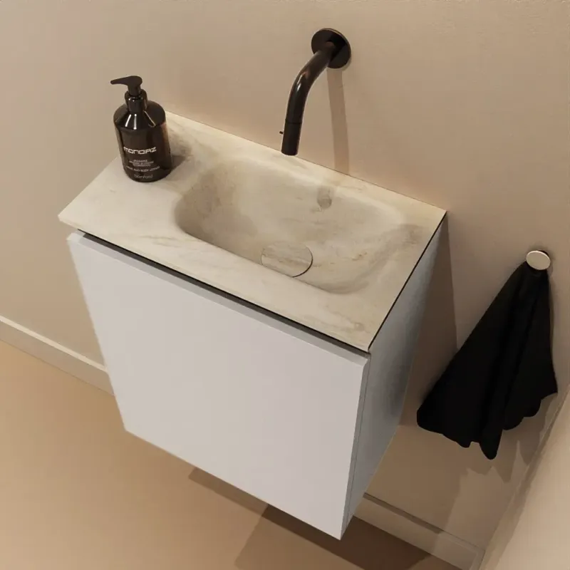 Weekendaanbieding Mondiaz Ture DLux toiletmeubel 40cm linen met wastafel ostra rechts zonder kraangat