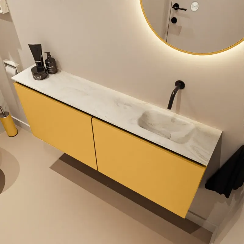 Speciale Aanbieding Mondiaz Ture DLux toiletmeubel 120cm ocher met wastafel ostra rechts zonder kraangat