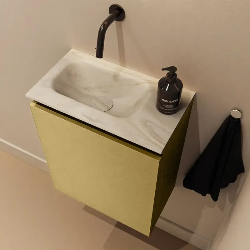 Rechtstreeks Van De Fabrikant Mondiaz Ture DLux toiletmeubel 40cm oro met wastafel ostra links zonder kraangat
