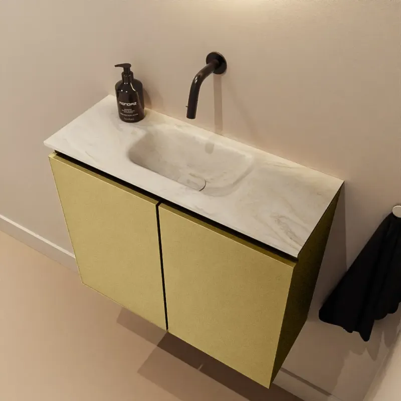 Aanbieding Mondiaz Ture DLux toiletmeubel 60cm oro met wastafel ostra midden zonder kraangat