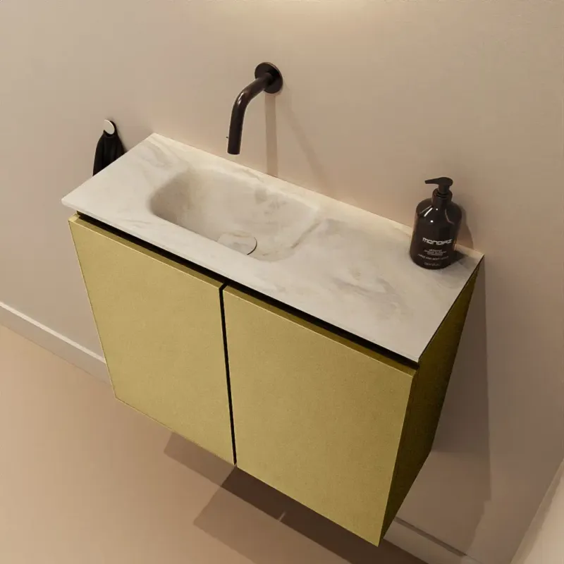 Seizoensaanbieding Mondiaz Ture DLux toiletmeubel 60cm oro met wastafel ostra links zonder kraangat