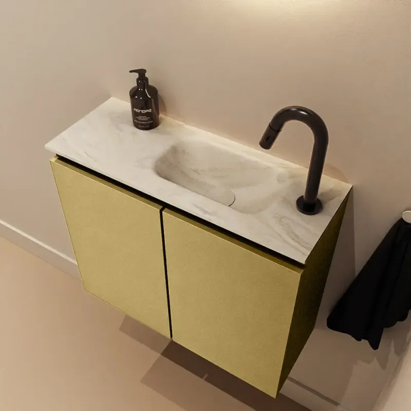 Beste Prijs Mondiaz Ture DLux toiletmeubel 60cm oro met wastafel ostra rechts met kraangat