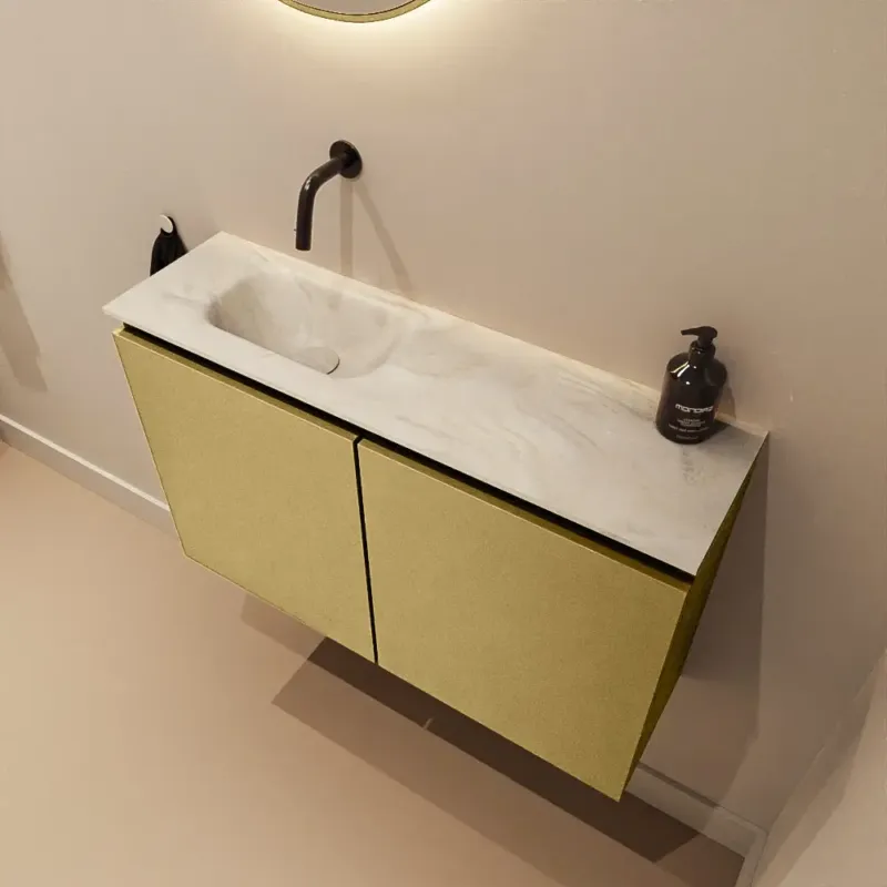 Voordeelprijs Mondiaz Ture DLux toiletmeubel 80cm oro met wastafel ostra links zonder kraangat