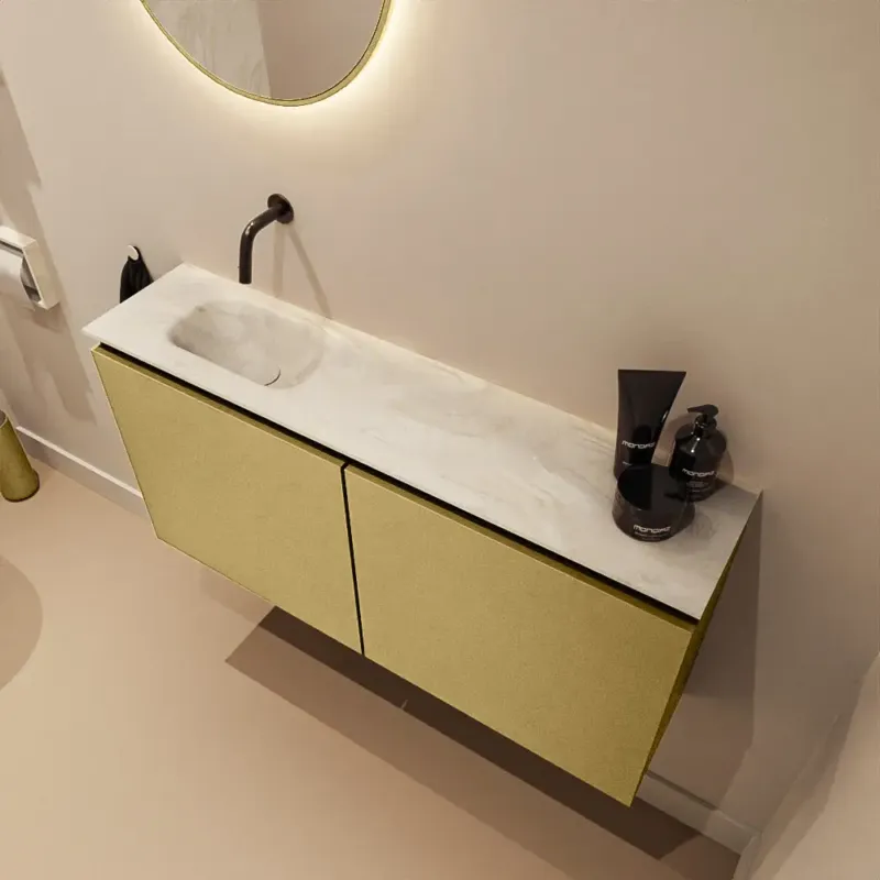 Nu Kopen Mondiaz Ture DLux toiletmeubel 100cm oro met wastafel ostra links zonder kraangat