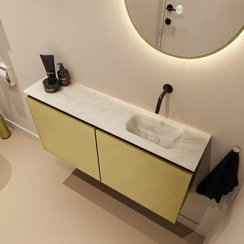Voordeelprijs Mondiaz Ture DLux toiletmeubel 100cm oro met wastafel ostra rechts zonder kraangat