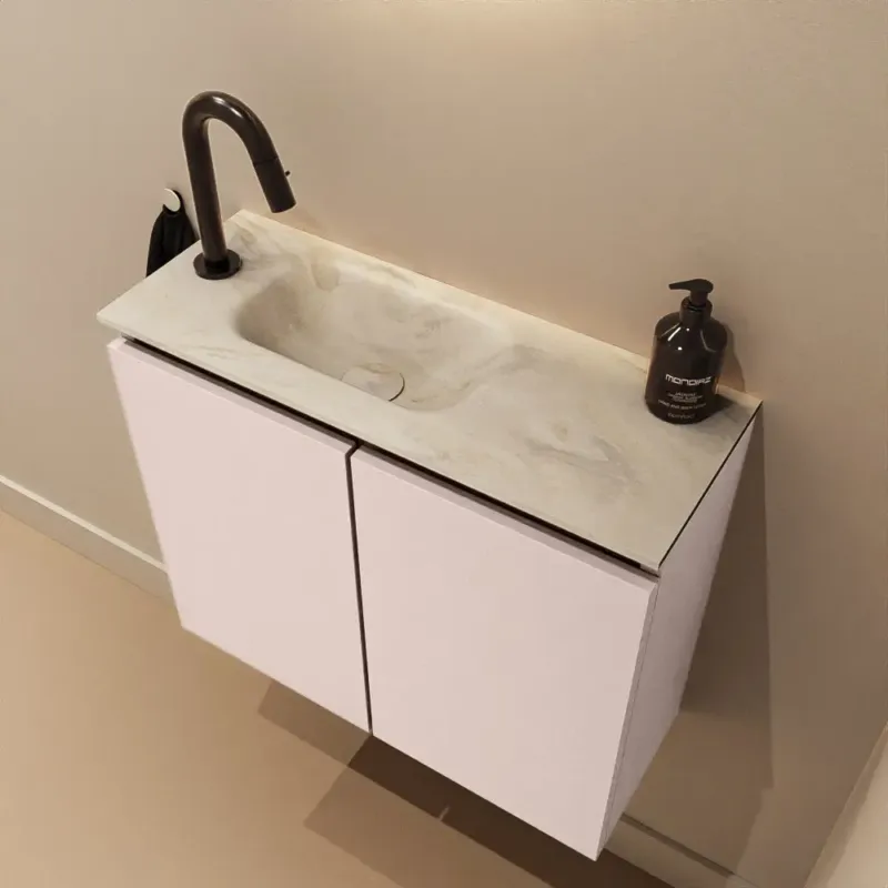 Shop Nu Mondiaz Ture DLux toiletmeubel 60cm rosee met wastafel ostra links met kraangat