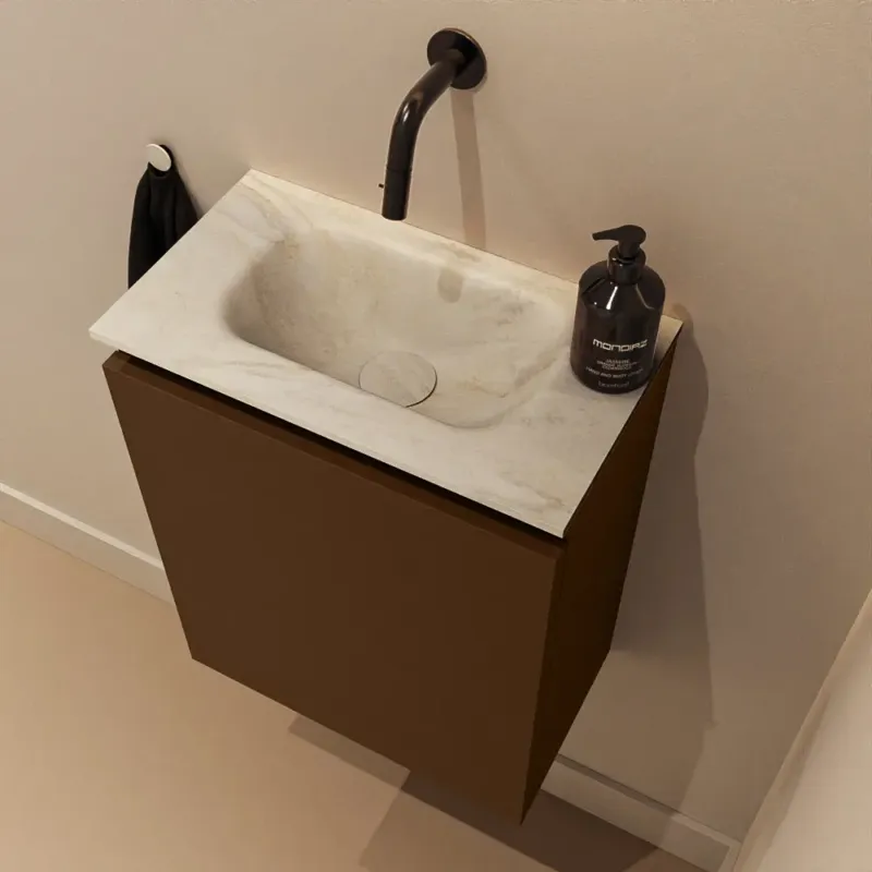 Snelle Levering Mondiaz Ture DLux toiletmeubel 40cm rust met wastafel ostra midden zonder kraangat